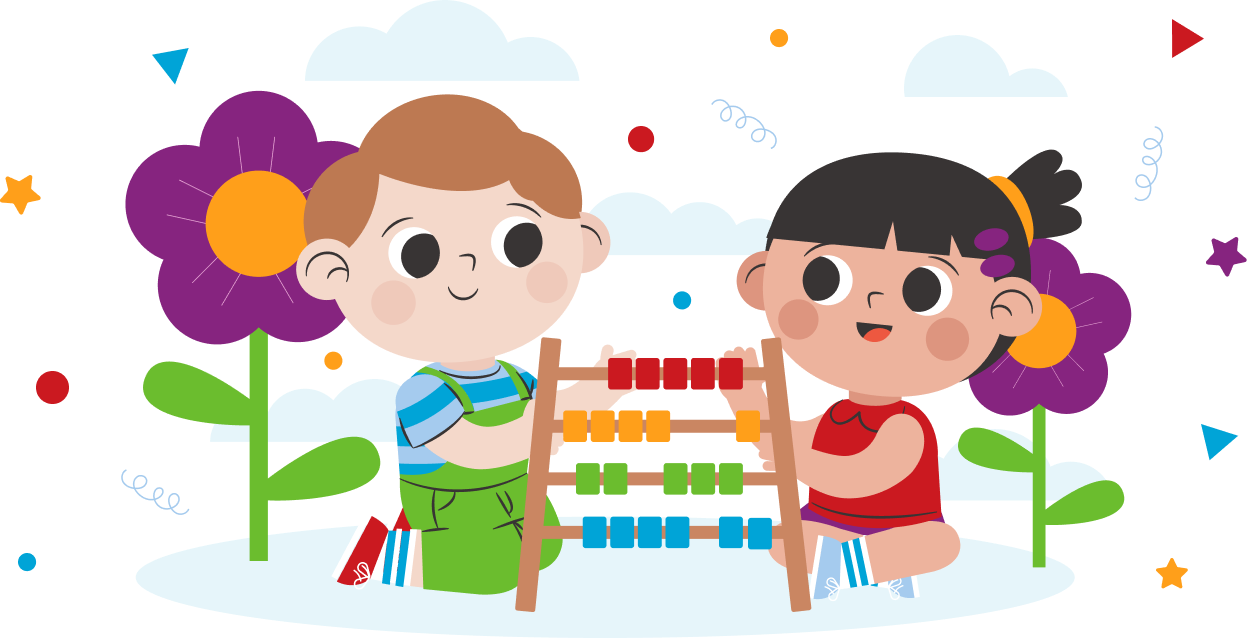 illustration of students playing with abacus