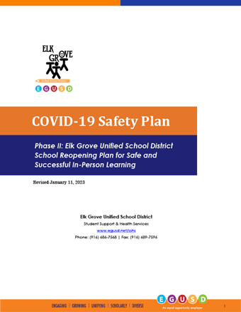 EGUSD COVID-19 Safety Plan cover