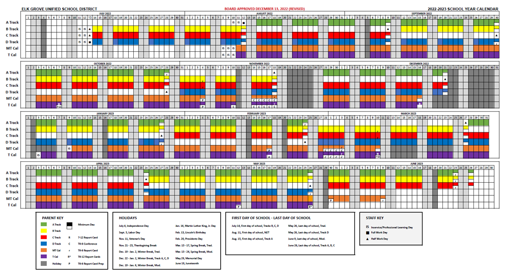 2022-2023 Year Round School Year Calendar