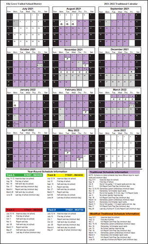 Egusd 2022 Calendar Calendars - Elk Grove Unified School District